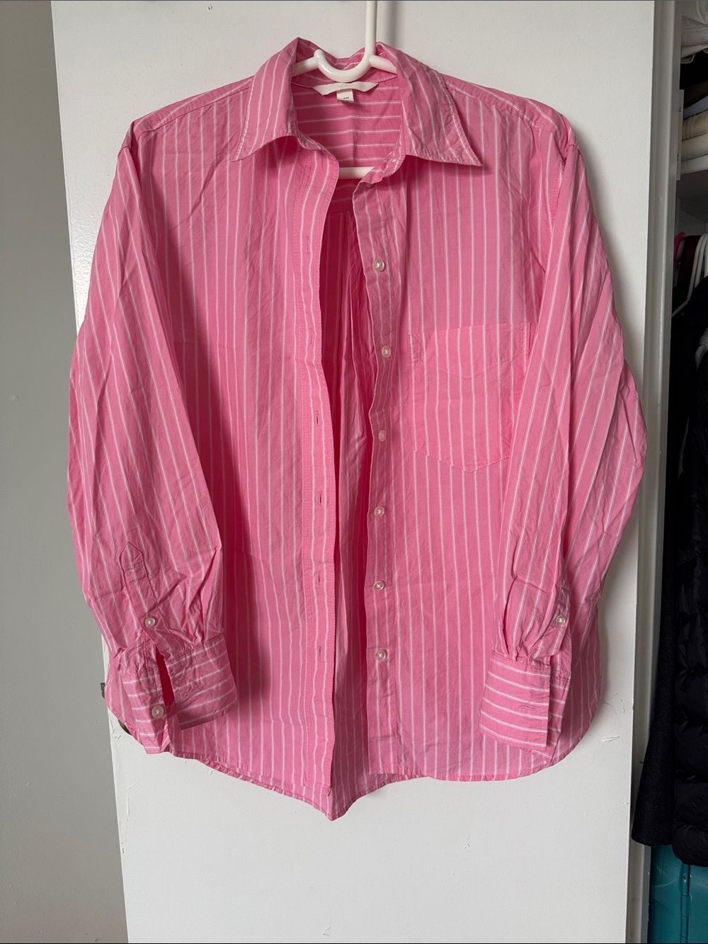 H&M Pink & White Striped Button-Down Shirt